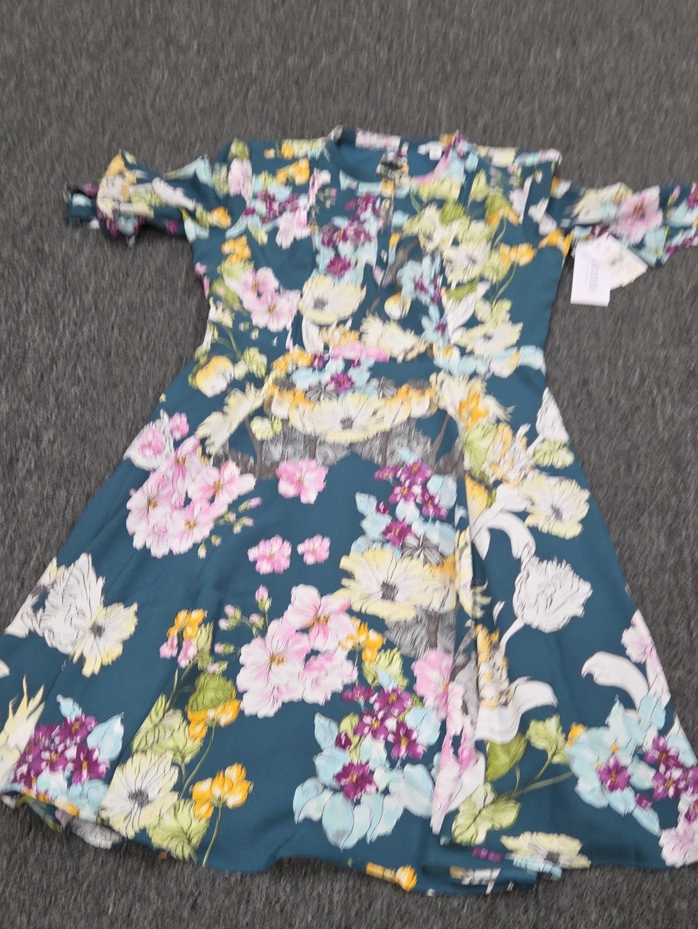 (#4) Guess Teal Floral Casual Dress